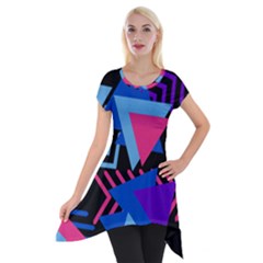 Memphis Pattern Geometric Abstract Short Sleeve Side Drop Tunic