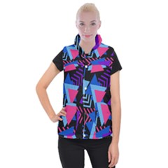 Memphis Pattern Geometric Abstract Women s Button Up Vest by HermanTelo