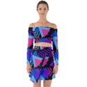 Memphis Pattern Geometric Abstract Off Shoulder Top with Skirt Set View1