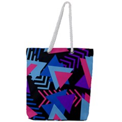 Memphis Pattern Geometric Abstract Full Print Rope Handle Tote (large)