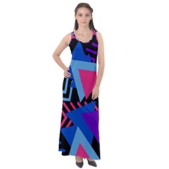 Memphis Pattern Geometric Abstract Sleeveless Velour Maxi Dress by HermanTelo