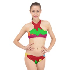 Liquid Forms Water Background High Neck Bikini Set