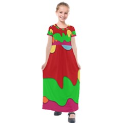 Liquid Forms Water Background Kids  Short Sleeve Maxi Dress by HermanTelo