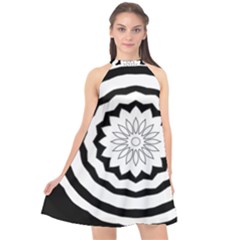 Mandala Halter Neckline Chiffon Dress 