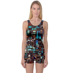 Mosaic Abstract One Piece Boyleg Swimsuit