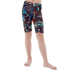 Mosaic Abstract Kids  Mid Length Swim Shorts