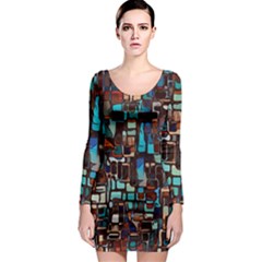 Mosaic Abstract Long Sleeve Bodycon Dress