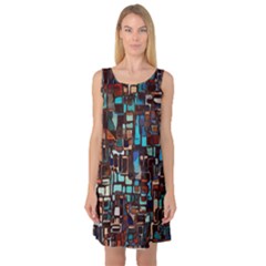 Mosaic Abstract Sleeveless Satin Nightdress