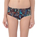 Mosaic Abstract Mid-Waist Bikini Bottoms View1