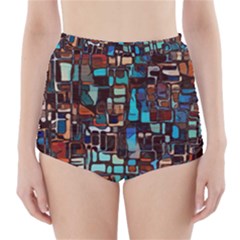 Mosaic Abstract High-waisted Bikini Bottoms