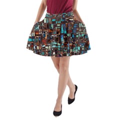 Mosaic Abstract A-line Pocket Skirt