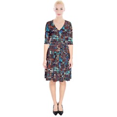 Mosaic Abstract Wrap Up Cocktail Dress