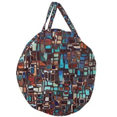 Mosaic Abstract Giant Round Zipper Tote