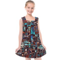 Mosaic Abstract Kids  Cross Back Dress