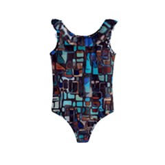 Mosaic Abstract Kids  Frill Swimsuit