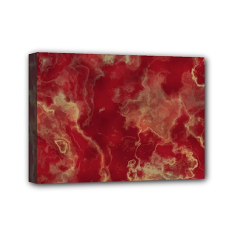 Marble Red Yellow Background Mini Canvas 7  X 5  (stretched) by HermanTelo