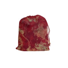 Marble Red Yellow Background Drawstring Pouch (medium)