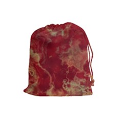 Marble Red Yellow Background Drawstring Pouch (large)