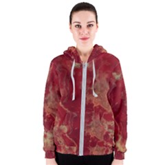 Marble Red Yellow Background Women s Zipper Hoodie by HermanTelo