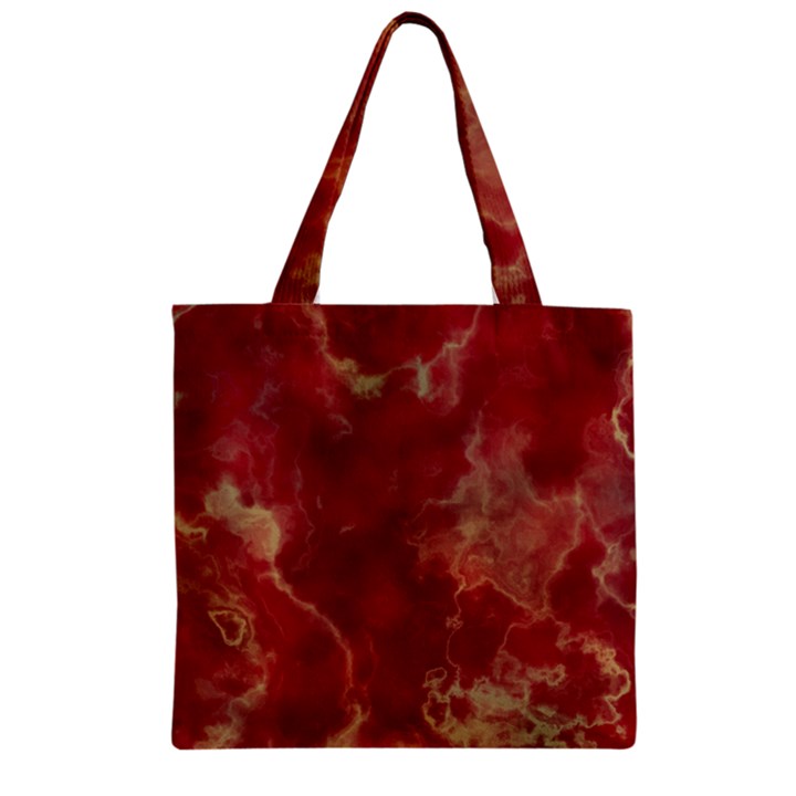 Marble Red Yellow Background Zipper Grocery Tote Bag