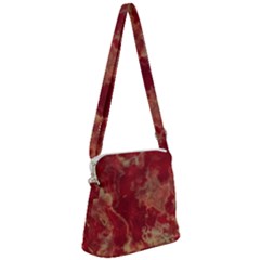 Marble Red Yellow Background Zipper Messenger Bag