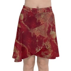 Marble Red Yellow Background Chiffon Wrap Front Skirt by HermanTelo