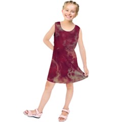 Marble Red Yellow Background Kids  Tunic Dress