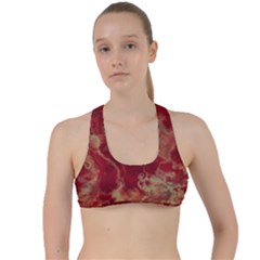 Marble Red Yellow Background Criss Cross Racerback Sports Bra by HermanTelo