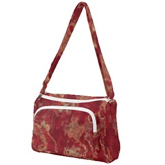 Marble Red Yellow Background Front Pocket Crossbody Bag