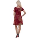 Marble Red Yellow Background Cap Sleeve Velour Dress  View2