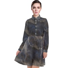 Marble Surface Texture Stone Long Sleeve Chiffon Shirt Dress by HermanTelo