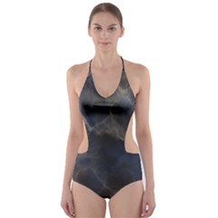 Marble Surface Texture Stone Cut-out One Piece Swimsuit