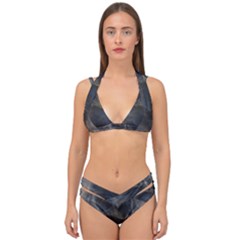 Marble Surface Texture Stone Double Strap Halter Bikini Set by HermanTelo