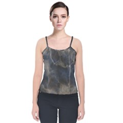 Marble Surface Texture Stone Velvet Spaghetti Strap Top