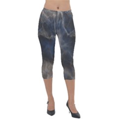 Marble Surface Texture Stone Lightweight Velour Capri Leggings 