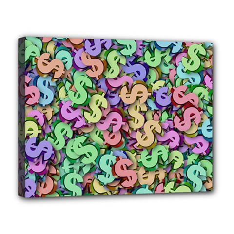 Money Currency Rainbow Canvas 14  X 11  (stretched) by HermanTelo