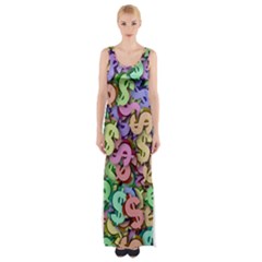 Money Currency Rainbow Maxi Thigh Split Dress