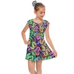 Money Currency Rainbow Kids  Cap Sleeve Dress