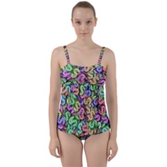 Money Currency Rainbow Twist Front Tankini Set