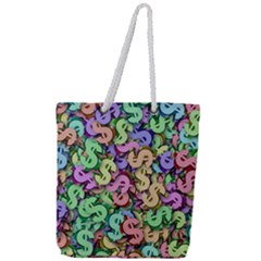 Money Currency Rainbow Full Print Rope Handle Tote (large)