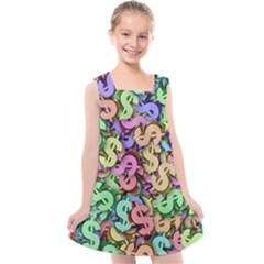 Money Currency Rainbow Kids  Cross Back Dress by HermanTelo