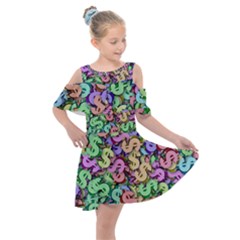 Money Currency Rainbow Kids  Shoulder Cutout Chiffon Dress by HermanTelo