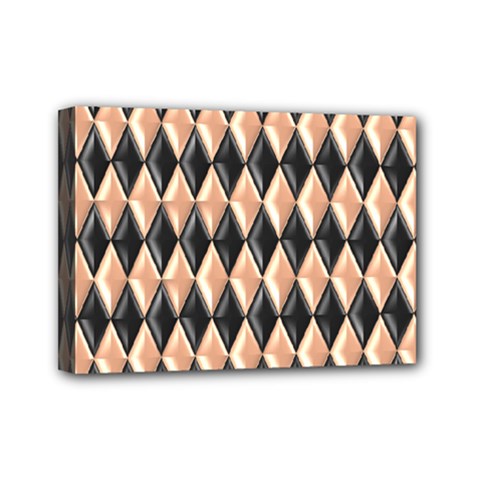 Metallic Diamond Design Black Mini Canvas 7  X 5  (stretched)