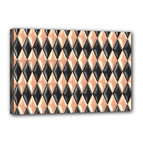 Metallic Diamond Design Black Canvas 18  X 12  (stretched)