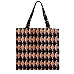 Metallic Diamond Design Black Zipper Grocery Tote Bag