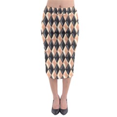 Metallic Diamond Design Black Midi Pencil Skirt