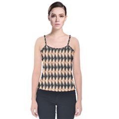 Metallic Diamond Design Black Velvet Spaghetti Strap Top