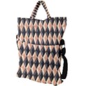 Metallic Diamond Design Black Fold Over Handle Tote Bag View2