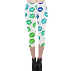 Kiss Mouth Lips Colors Capri Leggings 