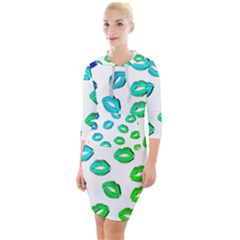 Kiss Mouth Lips Colors Quarter Sleeve Hood Bodycon Dress by HermanTelo